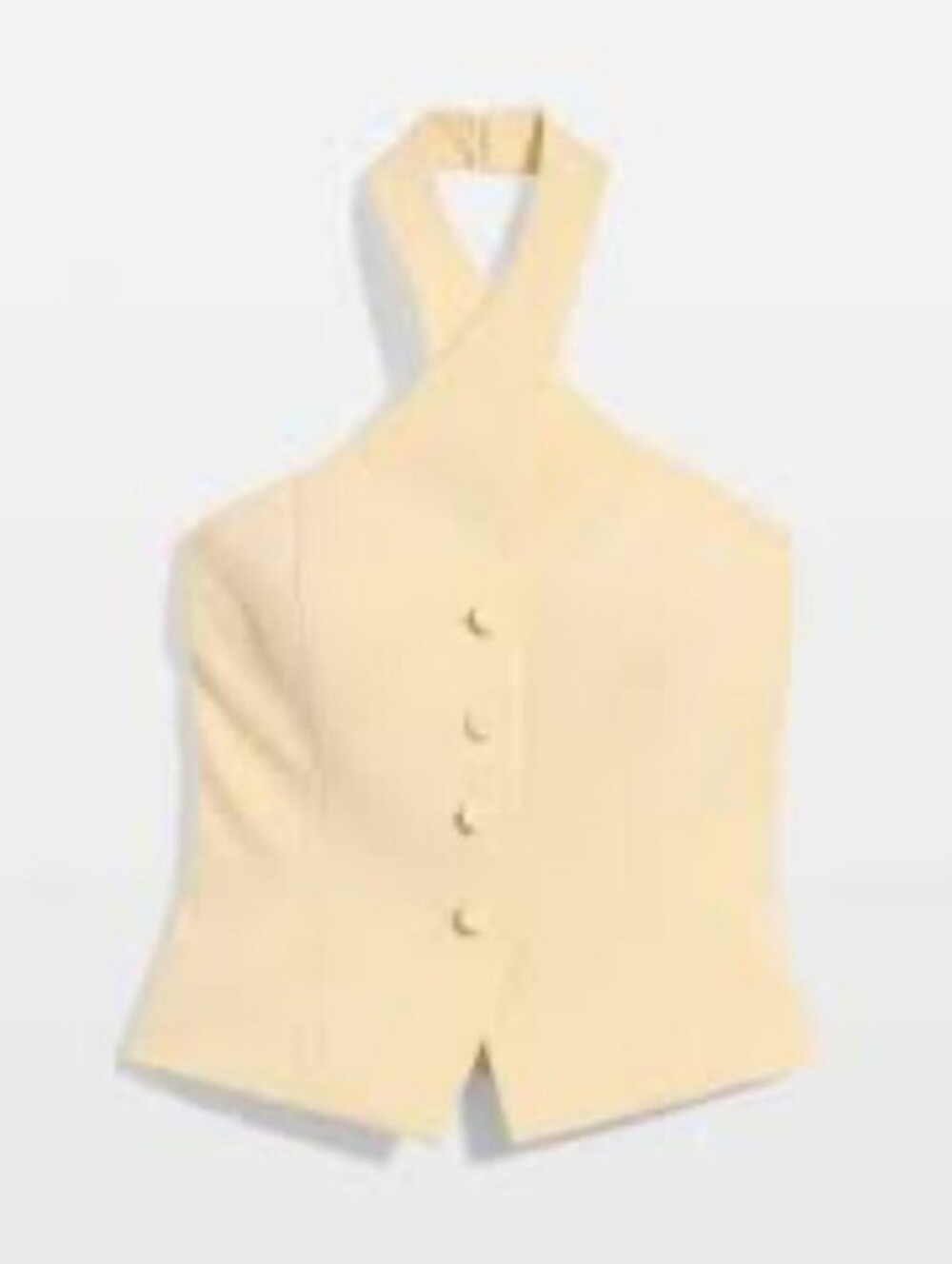 Crossover Halter Vest Light Tan Sz:10 Faux Button Front Cocktail Party Evening